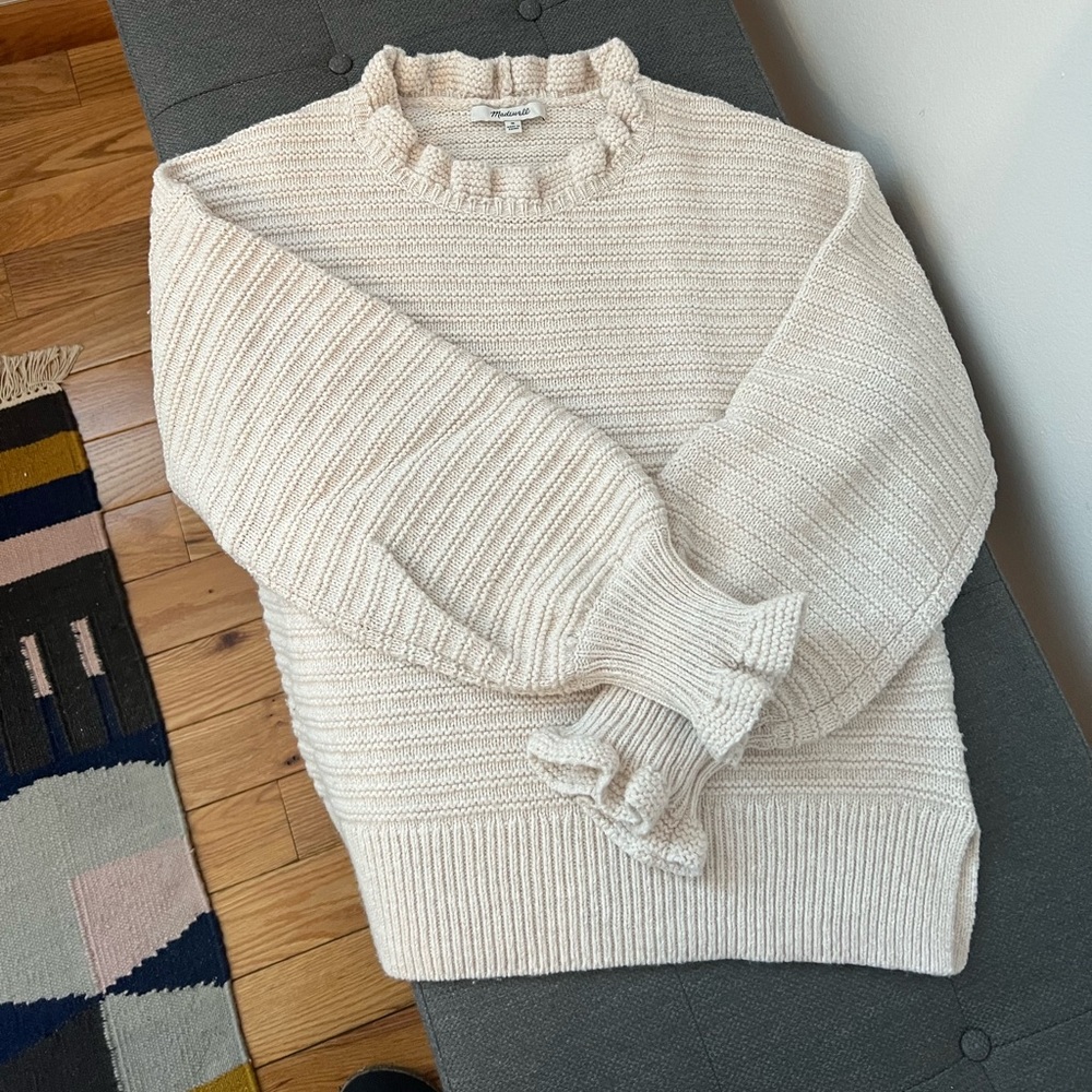 Madewell Ruffle Mockneck Stitch Pullover